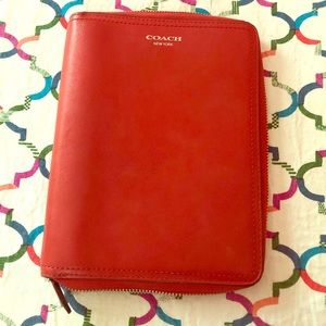 Coach Red Leather 8x10 planner w/zipper closure